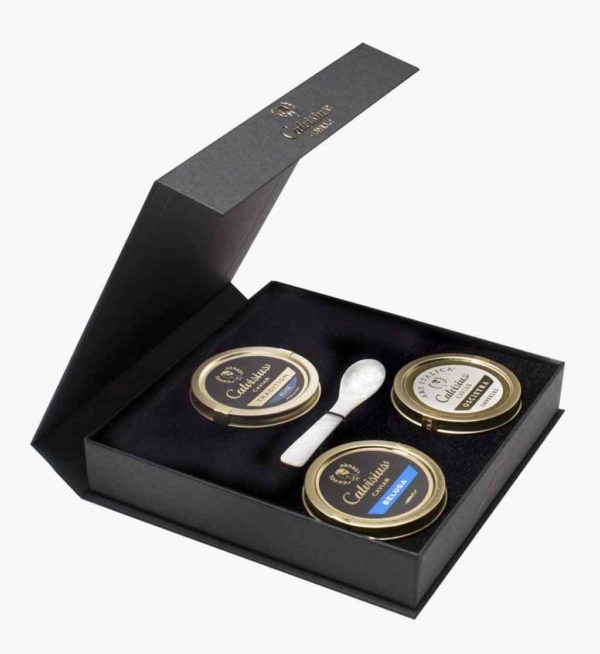 coffret prestige 3 caviars, caviar beluga, caviar oscietre, caviar sevruga